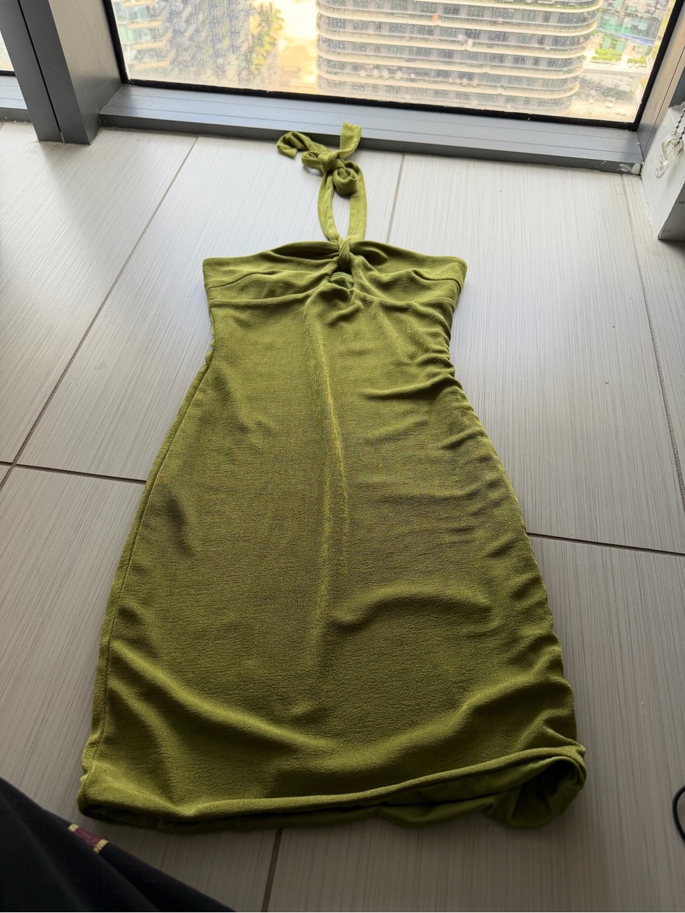 Princess Polly Olive Green One-Shoulder Halter Dress